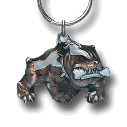 Bulldog With A Bone Metal Key Chain with Enameled Details