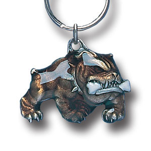 Bulldog With A Bone Metal Key Chain with Enameled Details