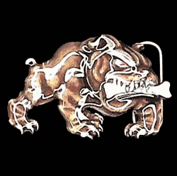 Bulldog with Bone Enameled Belt Buckle