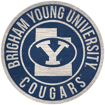 BYU Cougars 12 in. Circle w/ State Sign