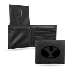 BYU Cougars Black Laser Engraved Billfold Wallet