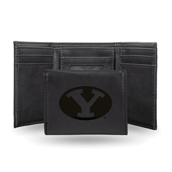 BYU Cougars Black Laser Engraved Faux Leather Trifold