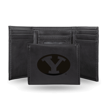 BYU Cougars Black Laser Engraved Faux Leather Trifold