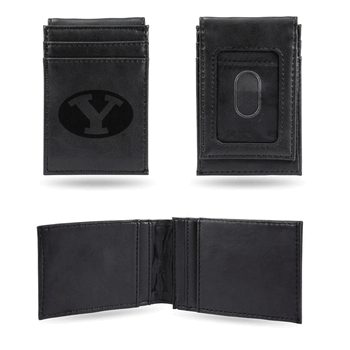 BYU Cougars Black Laser Engraved Front Pocket Wallet