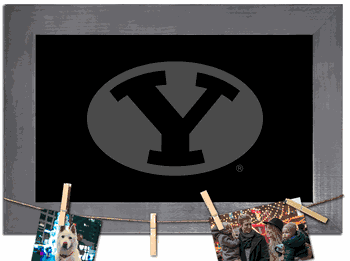 BYU Cougars Blank Chalkboard with frame & clothespins 11x19 Sign
