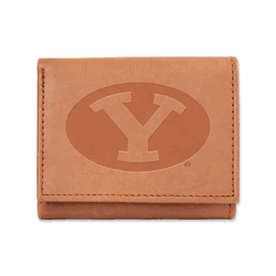 BYU Cougars  Brown Embossed Genuine Leather Tri-Fold Wallet