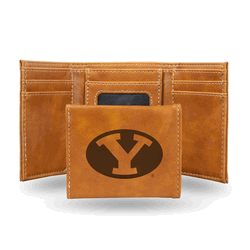 BYU Cougars Brown Laser Engraved Faux Leather Trifold