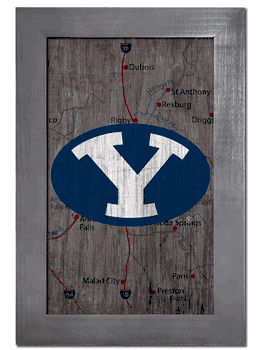 BYU Cougars City Map 11x19 Sign