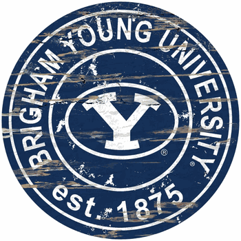 BYU Cougars Distressed Round Sign