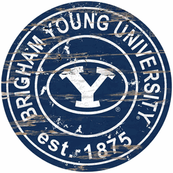 BYU Cougars Distressed Round Sign