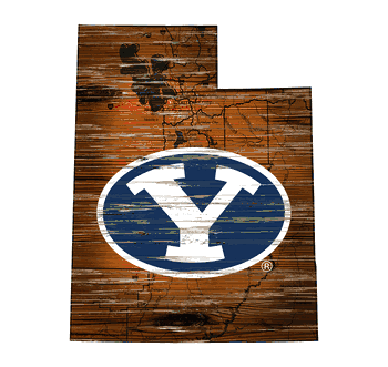 BYU Cougars Distressed State with Logo