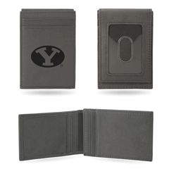 BYU Cougars Gray Laser Engraved Front Pocket Wallet