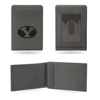 BYU Cougars Gray Laser Engraved Front Pocket Wallet