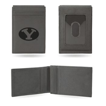 BYU Cougars Gray Laser Engraved Front Pocket Wallet