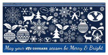 BYU Cougars Merry and Bright 6x12 Sign