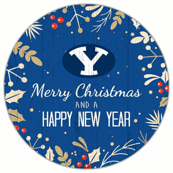 BYU Cougars Merry Christmas & New Year 12in Circle