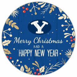 BYU Cougars Merry Christmas & New Year 12in Circle