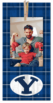 BYU Cougars Plaid Clothespin 6x12 Sign