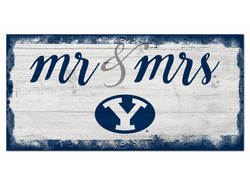 BYU Cougars Script Mr & Mrs 6x12 Sign