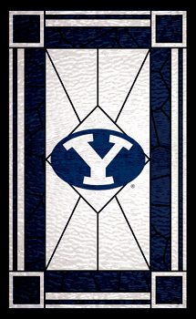 BYU Cougars Stained Glass 11x19 Wood Sign