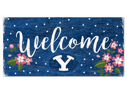 BYU Cougars Welcome Floral 6x12 Sign