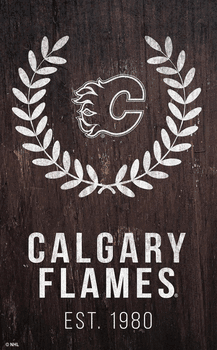 Calgary Flames 11x19 Laurel Wreath Sign