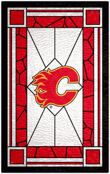 Calgary Flames 11x19 Stained Glass Wood Sign
