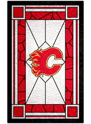 Calgary Flames 11x19 Stained Glass Wood Sign