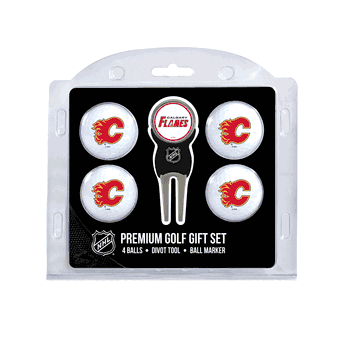 Calgary Flames 4 Ball Gift Set + Divot Tool & Marker