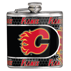 Calgary Flames 6oz Stainless Steel Flask with Metallic Graphics