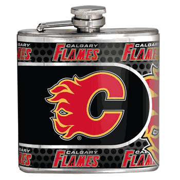 Calgary Flames 6oz Stainless Steel Flask with Metallic Graphics