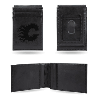 Calgary Flames Black Laser Engraved Front Pocket Wallet