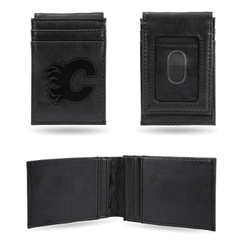 Calgary Flames Black Laser Engraved Front Pocket Wallet