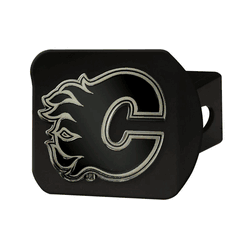 Calgary Flames Black Metal Hitch Cover with Metal Chrome 3D Emblem