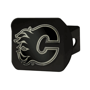 Calgary Flames Black Metal Hitch Cover with Metal Chrome 3D Emblem