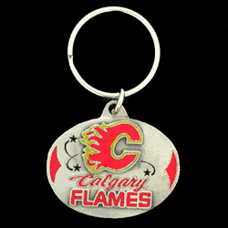 Calgary Flames Carved Metal Key Chain