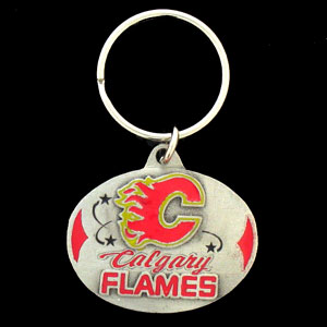 Calgary Flames Carved Metal Key Chain