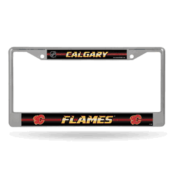 Calgary Flames Classic 12" x 6" Silver Bling Chrome Car/Truck/SUV Auto Accessory