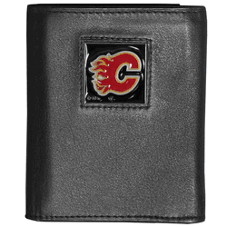 Calgary Flames Deluxe Leather Tri-fold Wallet