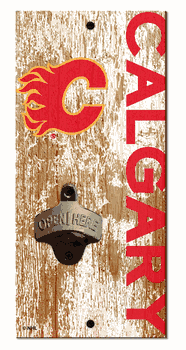 Calgary Flames Distressed Bottle Opener