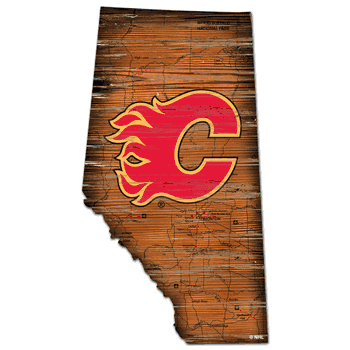 Calgary Flames Distressed State Cutout Sign