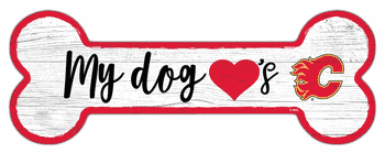 Calgary Flames Dog Bone 6x12 Sign