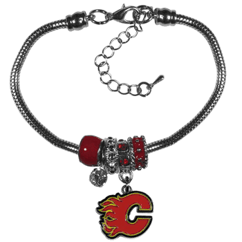 Calgary Flames Euro Bead Bracelet