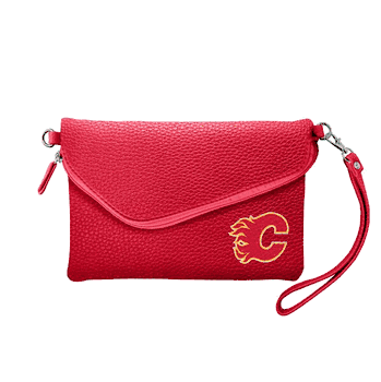 Calgary Flames Fold Over Crossbody Pebble Light Red