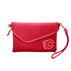 Calgary Flames Fold Over Crossbody Pebble Light Red