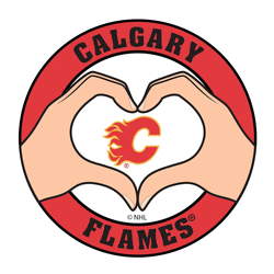 Calgary Flames Heart Hands Decal