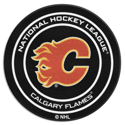 Calgary Flames Hockey Puck Rug - 27in. Diameter