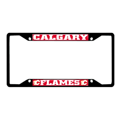 Calgary Flames Metal License Plate Frame Black Finish