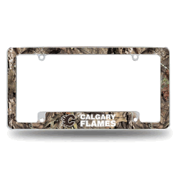 Calgary Flames Mossy Oak 12" x 6" Chrome All Over Automotive License Plate Frame
