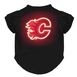 Calgary Flames Neon Pet T-Shirt, X-Small